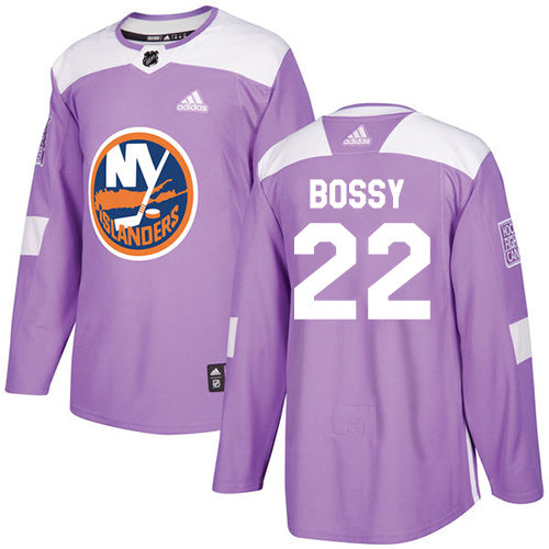 Adidas Islanders 22 Mike Bossy Purple Authentic Fights Cancer Stitched Nhl Jersey