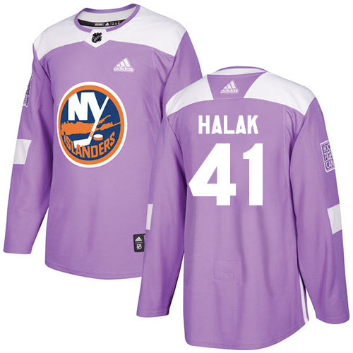 Adidas Islanders 41 Jaroslav Halak Purple Authentic Fights Cancer Stitched Nhl Jersey