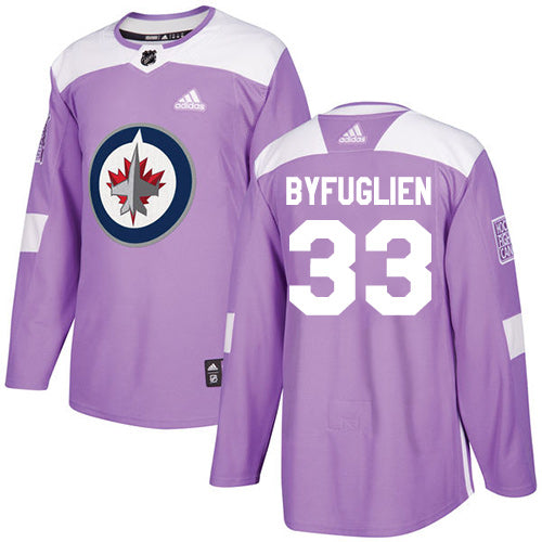 Adidas Jets 33 Dustin Byfuglien Purple Authentic Fights Cancer Stitched Nhl Jersey