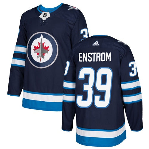 Adidas Jets 39 Tobias Enstrom Navy Blue Home Authentic Stitched Nhl Jersey