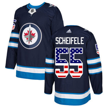 Adidas Jets 55 Mark Scheifele Navy Blue Home Authentic Usa Flag Stitched Nhl Jersey