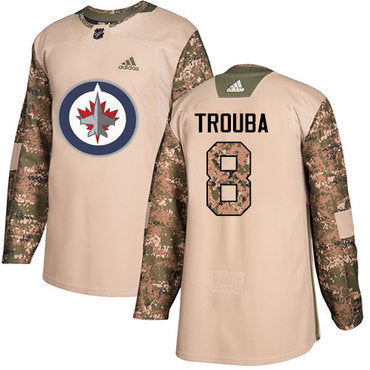 Adidas Jets 8 Jacob Trouba Camo Authentic 2017 Veterans Day Stitched Nhl Jersey
