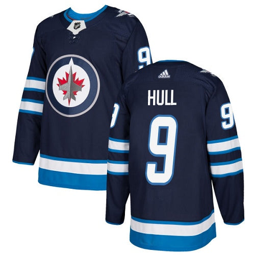 Adidas Jets 9 Bobby Hull Navy Blue Home Authentic Stitched Nhl Jersey