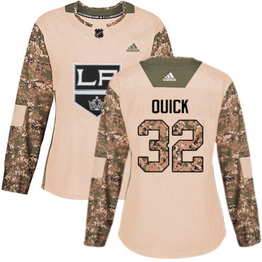 Adidas Los Angeles Kings 32 Jonathan Quick Camo Authentic 2017 Veterans Day Womens Stitched Nhl Jersey