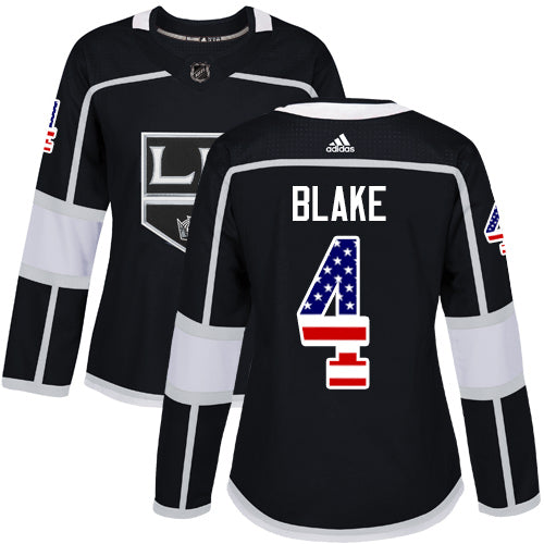 Adidas Los Angeles Kings 4 Rob Blake Black Home Authentic Usa Flag Womens Stitched Nhl Jersey