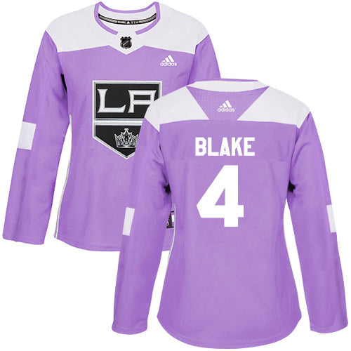 Adidas Los Angeles Kings 4 Rob Blake Purple Authentic Fights Cancer Womens Stitched Nhl Jersey