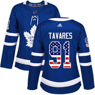 Adidas Maple Leafs 91 John Tavares Blue Home Authentic Usa Flag Womens Stitched Nhl Jersey