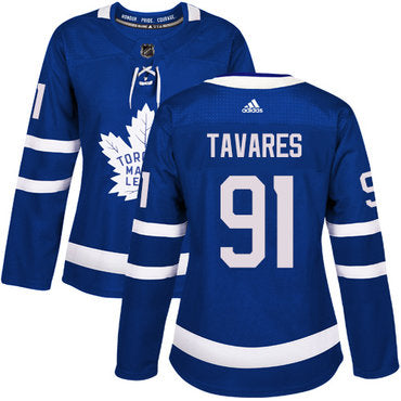 Adidas Maple Leafs 91 John Tavares Blue Home Authentic Womens Stitched Nhl Jersey
