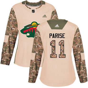 Adidas Minnesota Wild 11 Zach Parise Camo Authentic 2017 Veterans Day Womens Stitched Nhl Jersey