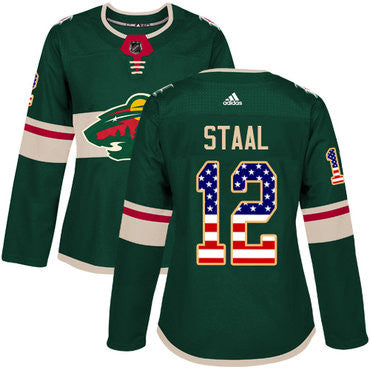 Adidas Minnesota Wild 12 Eric Staal Green Home Authentic Usa Flag Womens Stitched Nhl Jersey