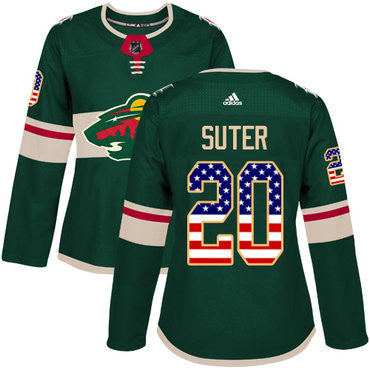Adidas Minnesota Wild 20 Ryan Suter Green Home Authentic Usa Flag Womens Stitched Nhl Jersey