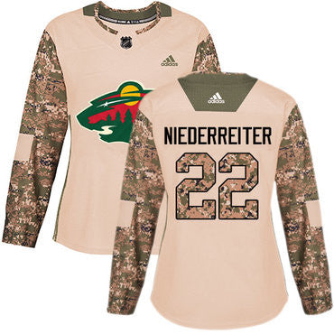 Adidas Minnesota Wild 22 Nino Niederreiter Camo Authentic 2017 Veterans Day Womens Stitched Nhl Jersey