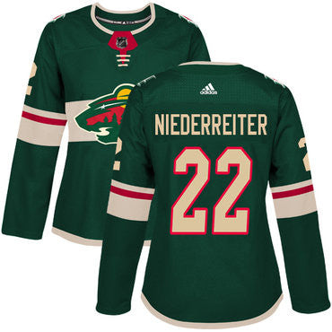 Adidas Minnesota Wild 22 Nino Niederreiter Green Home Authentic Womens Stitched Nhl Jersey
