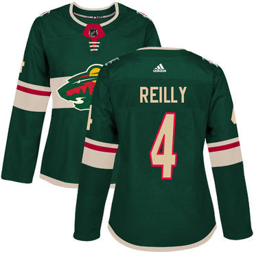 Adidas Minnesota Wild 4 Mike Reilly Green Home Authentic Womens Stitched Nhl Jersey