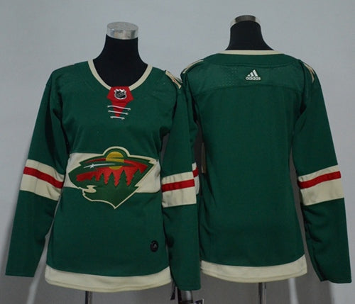 Adidas Minnesota Wild Blank Green Home Authentic Womens Stitched Nhl Jersey