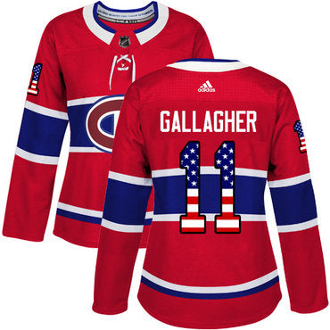 Adidas Montreal Canadiens 11 Brendan Gallagher Red Home Authentic Usa Flag Womens Stitched Nhl Jersey