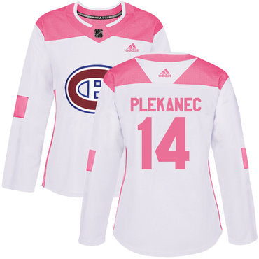 Adidas Montreal Canadiens 14 Tomas Plekanec White Pink Authentic Fashion Womens Stitched Nhl Jersey