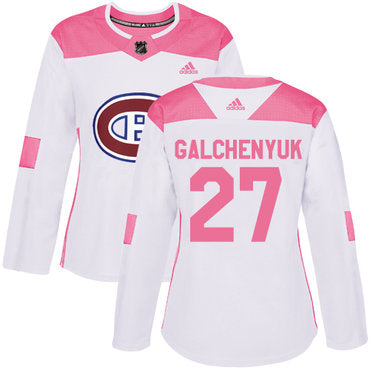 Adidas Montreal Canadiens 27 Alex Galchenyuk White Pink Authentic Fashion Womens Stitched Nhl Jersey