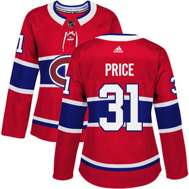 Adidas Montreal Canadiens 31 Carey Price Red Home Authentic Womens Stitched Nhl Jersey