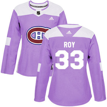Adidas Montreal Canadiens 33 Patrick Roy Purple Authentic Fights Cancer Womens Stitched Nhl Jersey