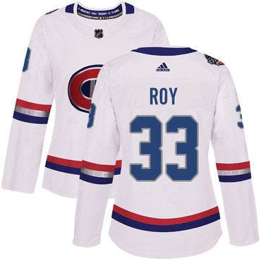Adidas Montreal Canadiens 33 Patrick Roy White Authentic 2017 100 Classic Womens Stitched Nhl Jersey