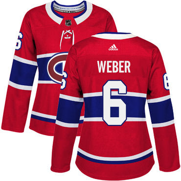 Adidas Montreal Canadiens 6 Shea Weber Red Home Authentic Womens Stitched Nhl Jersey