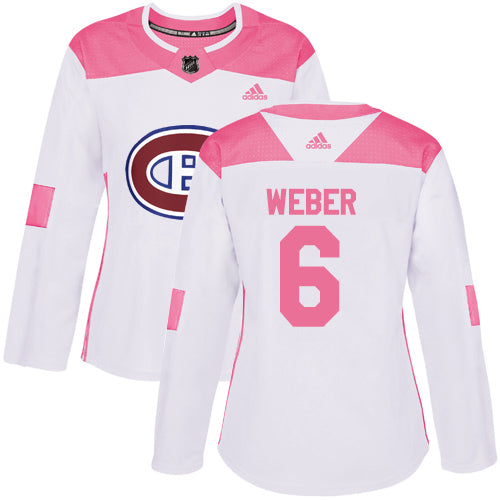 Adidas Montreal Canadiens 6 Shea Weber White Pink Authentic Fashion Womens Stitched Nhl Jersey