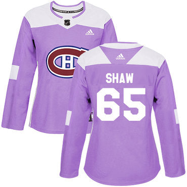 Adidas Montreal Canadiens 65 Andrew Shaw Purple Authentic Fights Cancer Womens Stitched Nhl Jersey