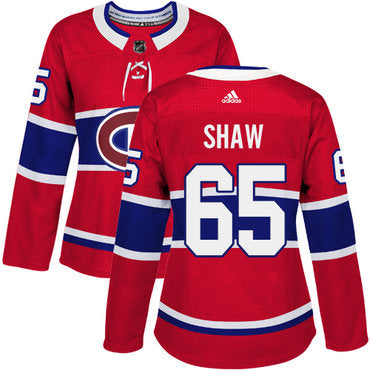 Adidas Montreal Canadiens 65 Andrew Shaw Red Home Authentic Womens Stitched Nhl Jersey