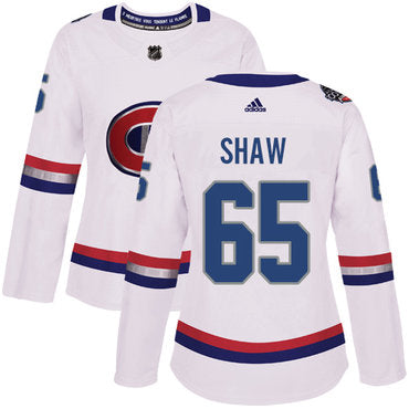 Adidas Montreal Canadiens 65 Andrew Shaw White Authentic 2017 100 Classic Womens Stitched Nhl Jersey