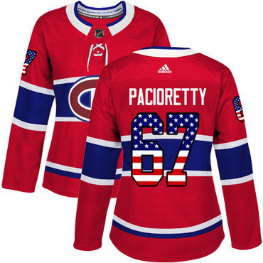Adidas Montreal Canadiens 67 Max Pacioretty Red Home Authentic Usa Flag Womens Stitched Nhl Jersey
