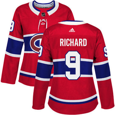 Adidas Montreal Canadiens 9 Maurice Richard Red Home Authentic Womens Stitched Nhl Jersey