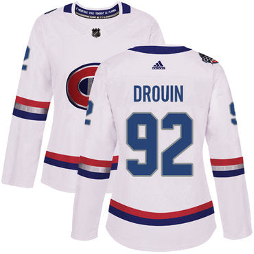 Adidas Montreal Canadiens 92 Jonathan Drouin White Authentic 2017 100 Classic Womens Stitched Nhl Jersey