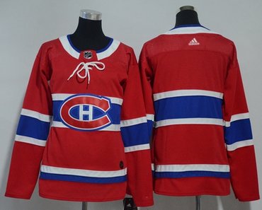 Adidas Montreal Canadiens Blank Red Home Authentic Womens Stitched Nhl Jersey