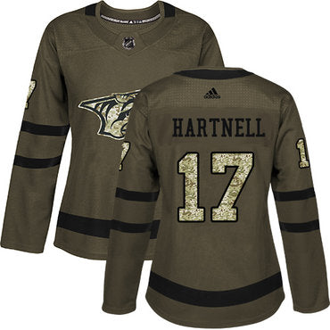 Adidas Nashville Predators 17 Scott Hartnell Green Salute To Service Womens Stitched Nhl Jersey