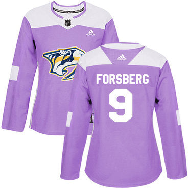 Adidas Nashville Predators 9 Filip Forsberg Purple Authentic Fights Cancer Womens Stitched Nhl Jersey