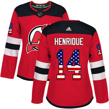 Adidas New Jersey Devils 14 Adam Henrique Red Home Authentic Usa Flag Womens Stitched Nhl Jersey