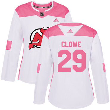 Adidas New Jersey Devils 29 Ryane Clowe White Pink Authentic Fashion Womens Stitched Nhl Jersey