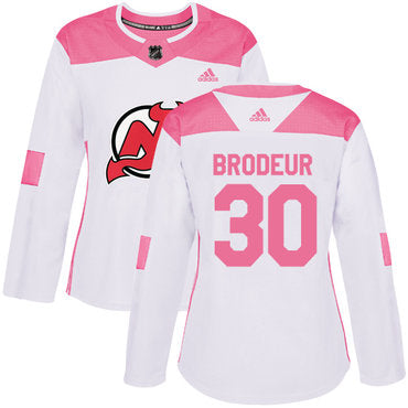 Adidas New Jersey Devils 30 Martin Brodeur White Pink Authentic Fashion Womens Stitched Nhl Jersey