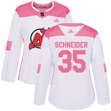 Adidas New Jersey Devils 35 Cory Schneider White Pink Authentic Fashion Womens Stitched Nhl Jersey