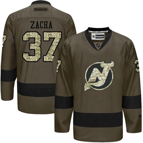 Adidas New Jersey Devils 37 Pavel Zacha Green Salute To Service Stitched Nhl Jersey