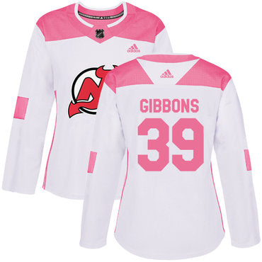 Adidas New Jersey Devils 39 Brian Gibbons White Pink Authentic Fashion Womens Stitched Nhl Jersey