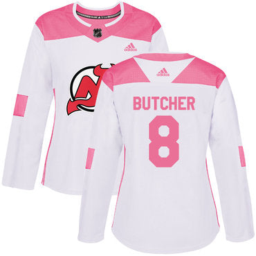 Adidas New Jersey Devils 8 Will Butcher White Pink Authentic Fashion Womens Stitched Nhl Jersey