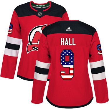 Adidas New Jersey Devils 9 Taylor Hall Red Home Authentic Usa Flag Womens Stitched Nhl Jersey