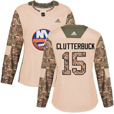 Adidas New York Islanders 15 Cal Clutterbuck Camo Authentic 2017 Veterans Day Womens Stitched Nhl Jersey