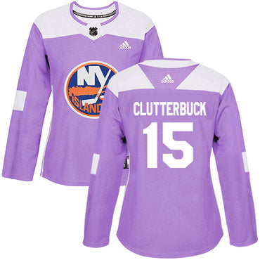Adidas New York Islanders 15 Cal Clutterbuck Purple Authentic Fights Cancer Womens Stitched Nhl Jersey