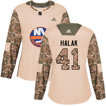 Adidas New York Islanders 41 Jaroslav Halak Camo Authentic 2017 Veterans Day Womens Stitched Nhl Jersey