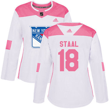 Adidas New York Rangers 18 Marc Staal White Pink Authentic Fashion Womens Stitched Nhl Jersey