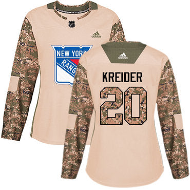 Adidas New York Rangers 20 Chris Kreider Camo Authentic 2017 Veterans Day Womens Stitched Nhl Jersey