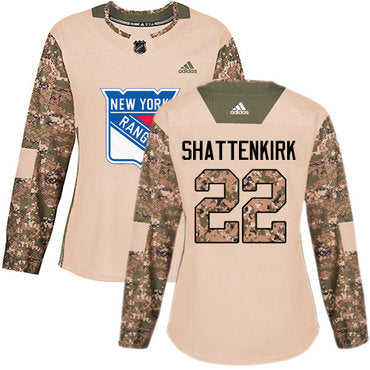 Adidas New York Rangers 22 Kevin Shattenkirk Camo Authentic 2017 Veterans Day Womens Stitched Nhl Jersey